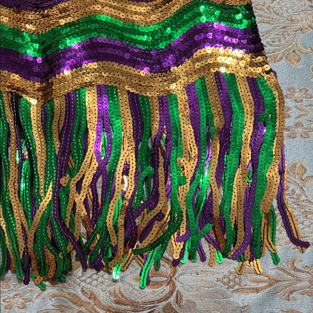 Mardi Gras Sequin Fringe Skirt - Gold, Green, and Purple - Picture 5 of 13